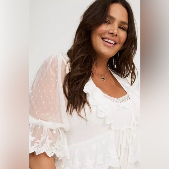 Torrid Lace Ruffle Tier Kimono NWT- see description 1X - Picture 3 of 12